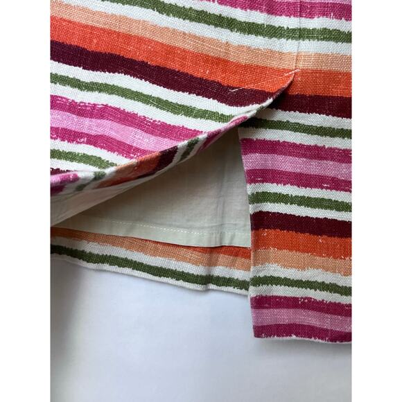 Talbot Women 12 Pink/Green Striped 100% Linen Vacation Summer Cruise Skirt - Picture 8 of 8